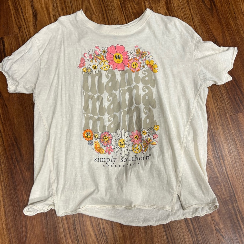 Simply Southern Mama Graphic Tee - Beige and Pink